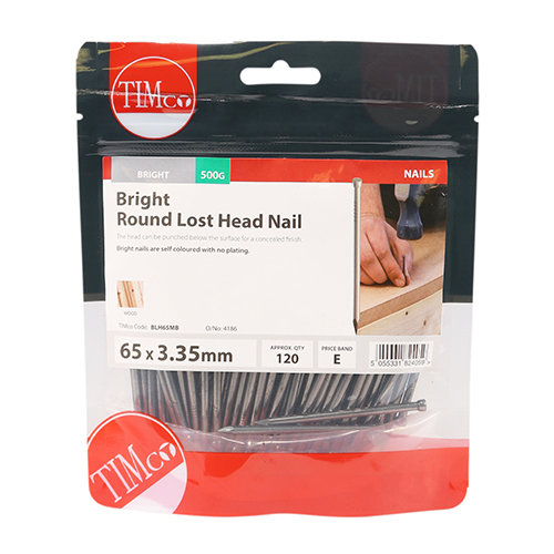 65 x 3.35 Round Lost Head Nail - Bright