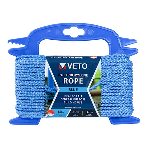 10mm x 10m Blue Poly Rope - Winder