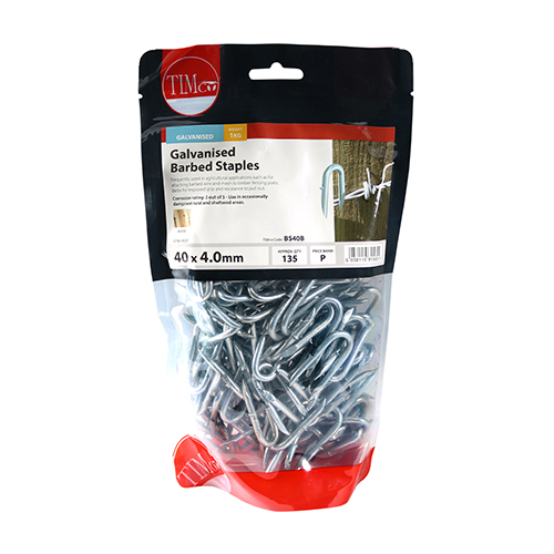 40 x 4.00 Barbed Staples - Galvanised