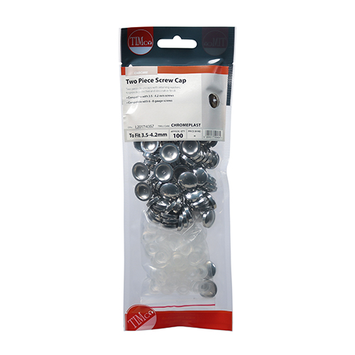 To fit 3.5 to 4.2 Screw Two Piece Screw Cap - Chrome