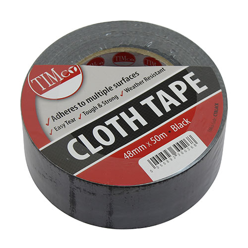 50m x 48mm Cloth Tape - Black