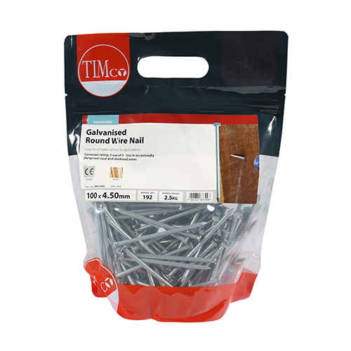 100 x 4.50 Round Wire Nail - Galvanised