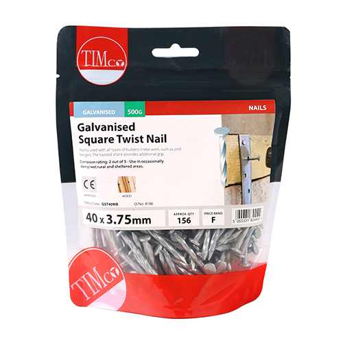 40 x 3.75 Square Twist Nail - Galvanised