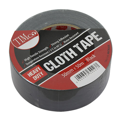 50m x 50mm Heavy Duty Cloth Tape - Black