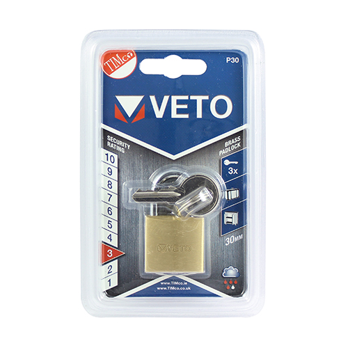 30mm Veto Brass Padlock