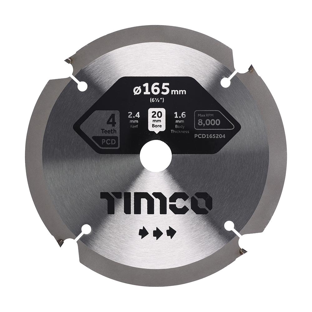 165 x 20 x 4T PCD Fibre Cement Saw Blade