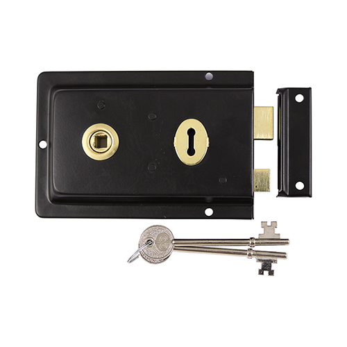 156 x 106mm Rim Sash Lock Fluted - Black