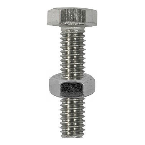 M8 x 25 Set Screw & Hex Nut - A2 SS