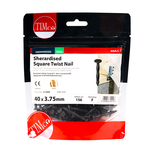 40 x 3.75 Square Twist Nail- Sherardised