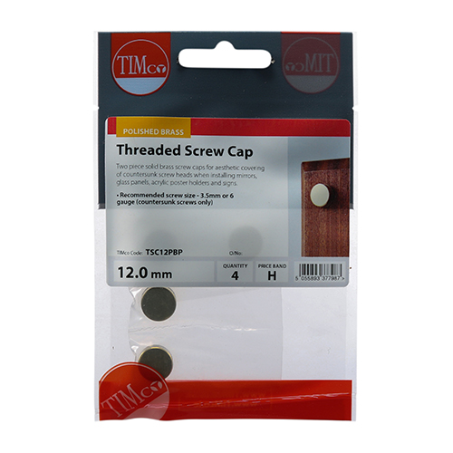 12mm Brass Screw Cap - Pol Brass