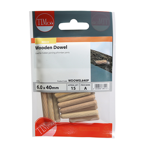 6.0 x 40 Wooden Dowels