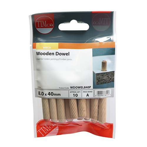 8.0 x 40 Wooden Dowels