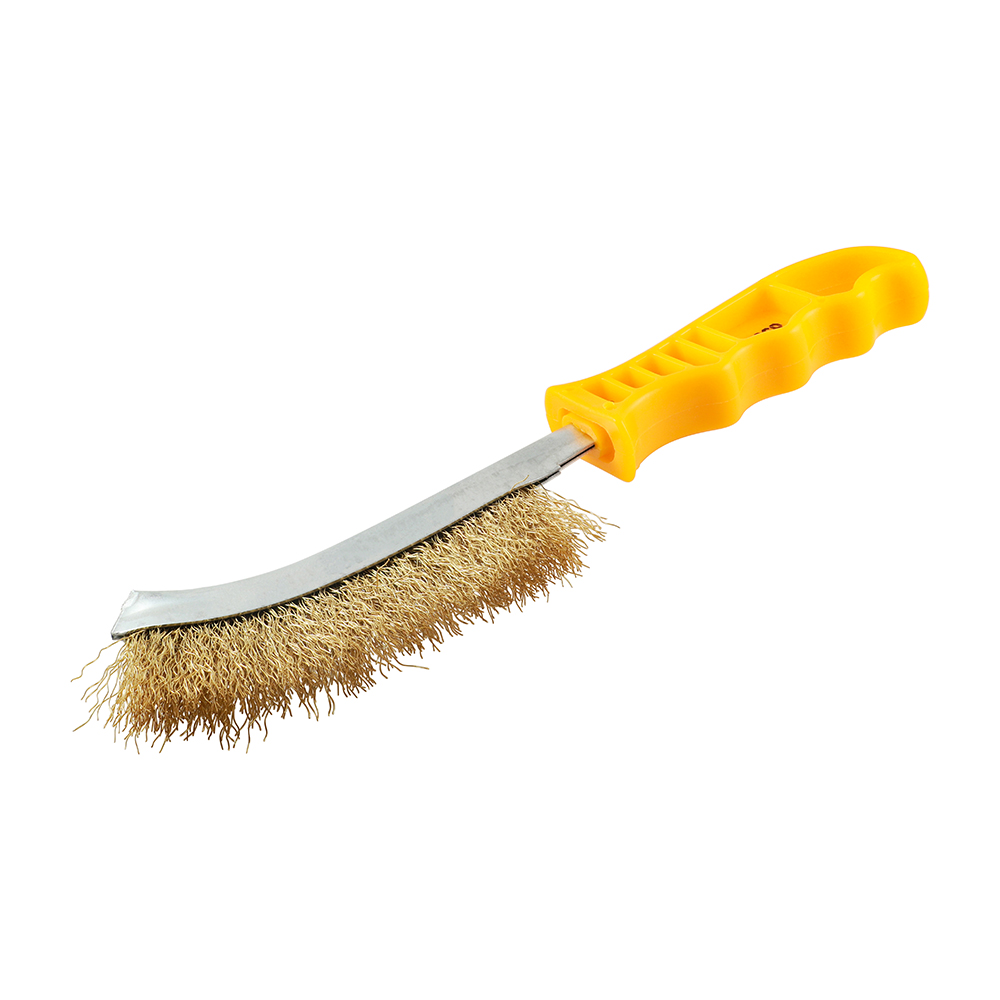 255mm Yellow Handle Wire Brush Brass