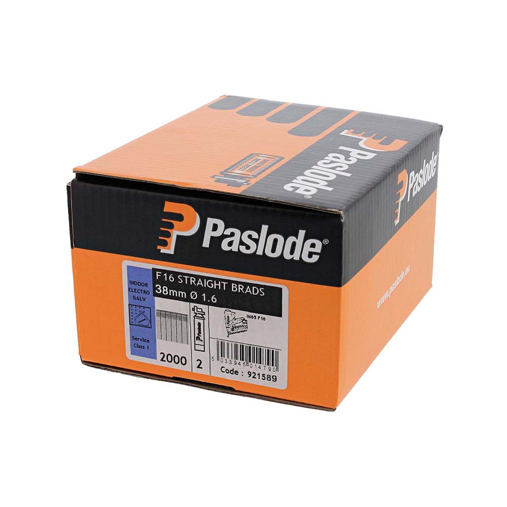 16g x 38/2BFC Paslode IM65 Brads & Fuel Cells Pack - Straight - Electro Galvanised