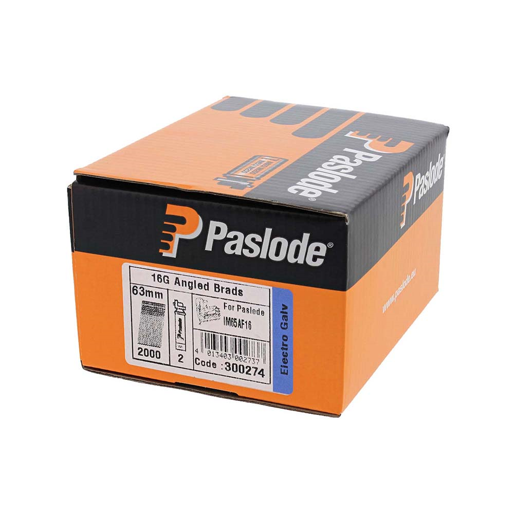 16g x 63/2BFC Paslode IM65A Brads & Fuel Cells Pack - Angled - Electro Galvanised