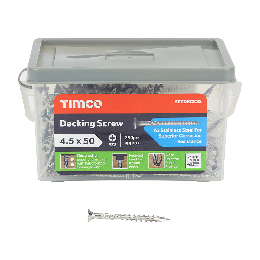 Decking Screws - Double Countersunk - Stainless Steel - 4.5 x 50