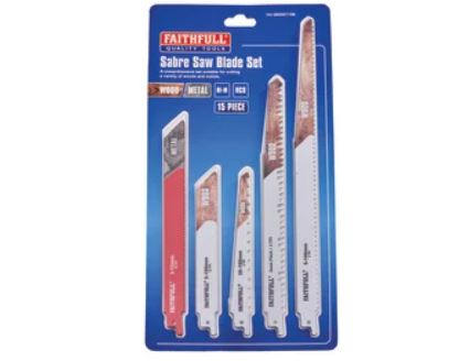 Faithfull 15 Piece Sabre Saw Blade Set 
