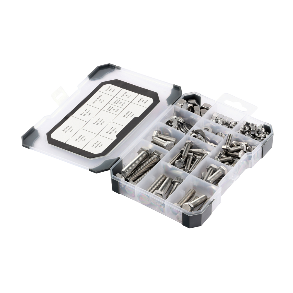 Mixed Tray - Set Screws Nuts Washers - Zinc - 199pcs